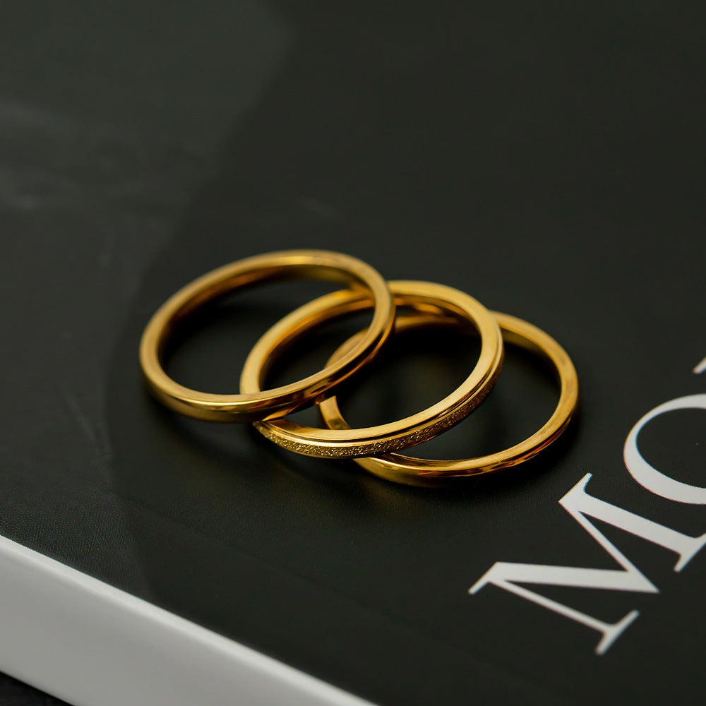 Style Simple Titanium Steel Female Iii Rings