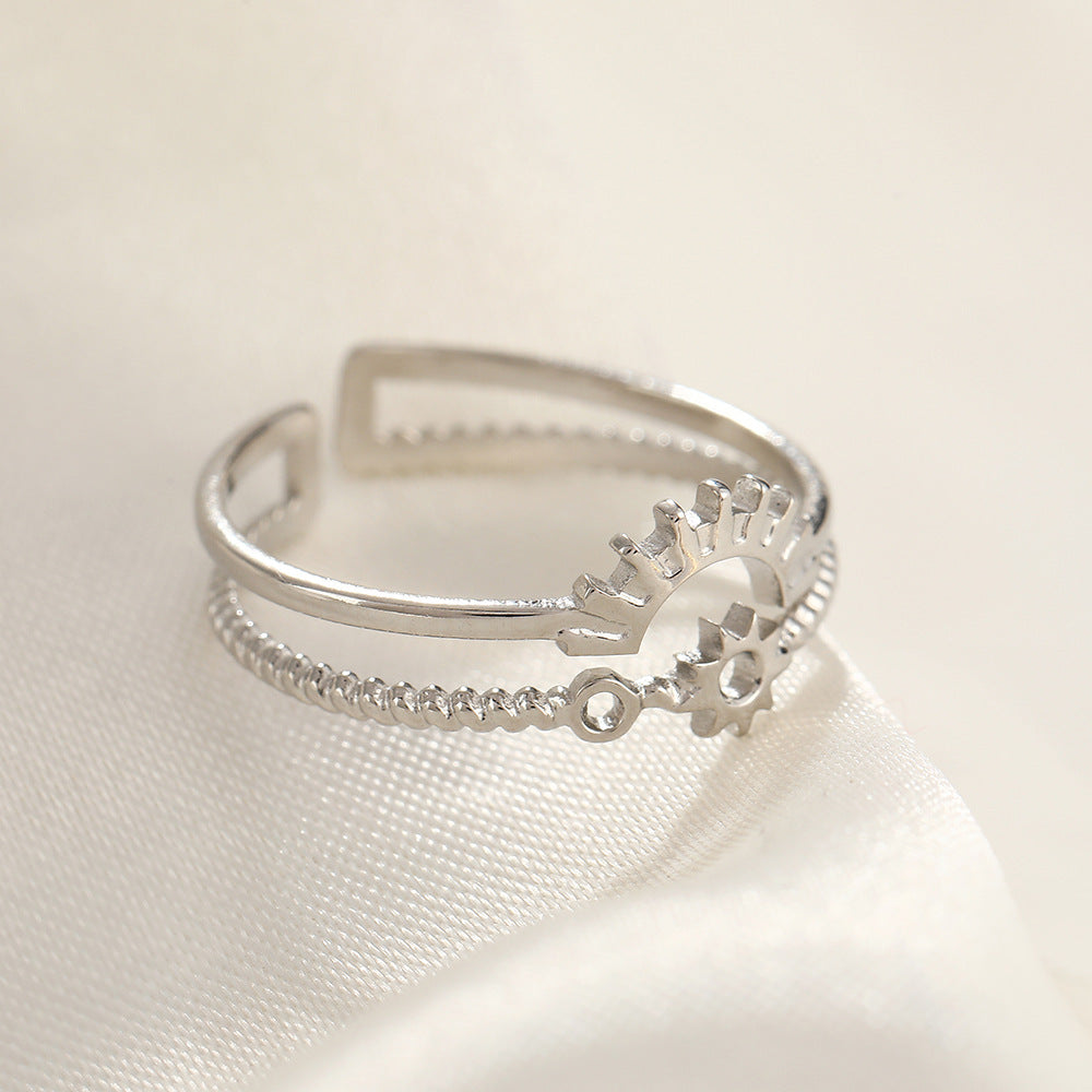 French Style Open Mouth Cold Stainless Steel Personality Special Interest Ring