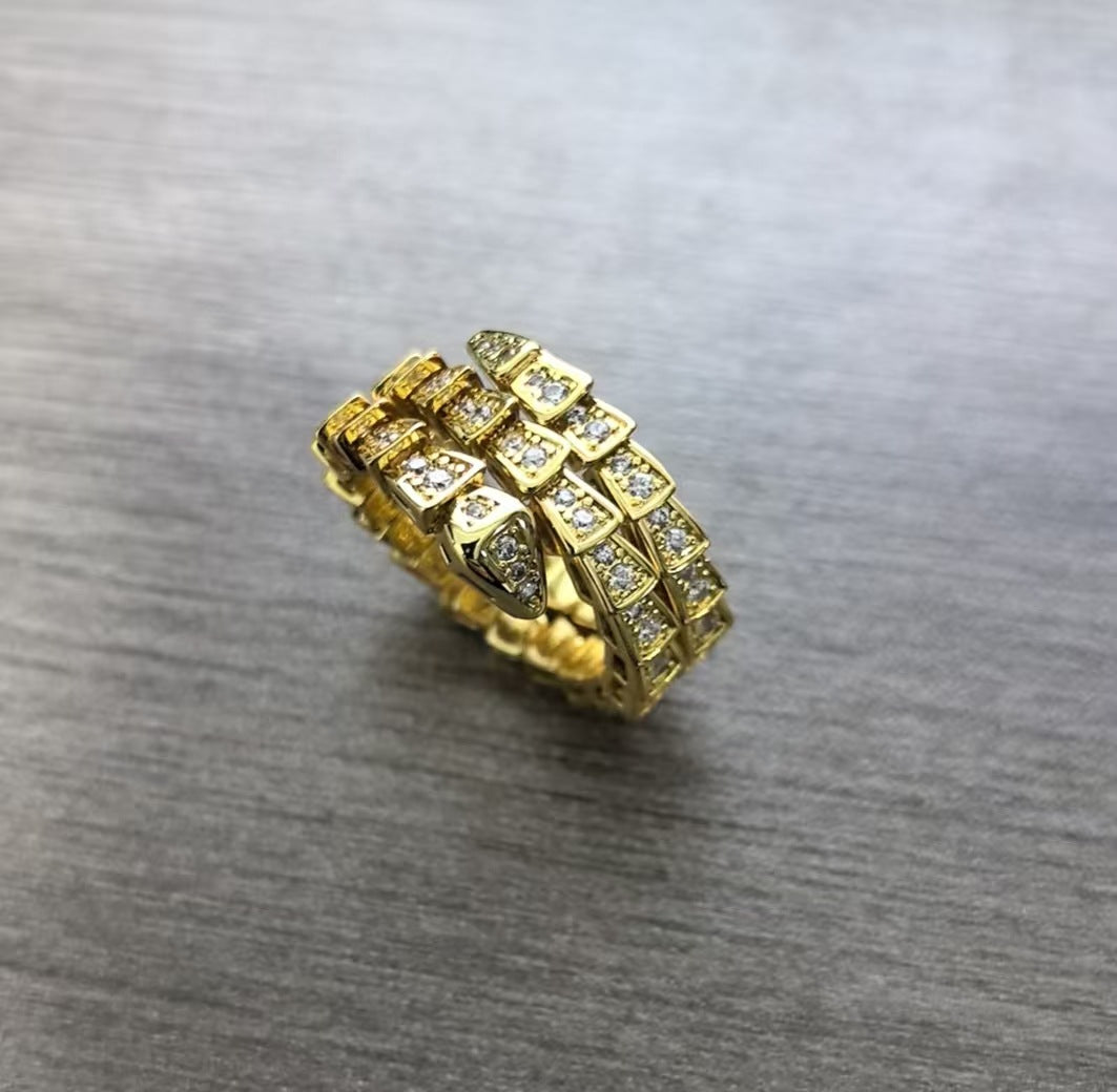 Women's & Men's High Version Spirit Snake Couple Thick Rose Plated Rings