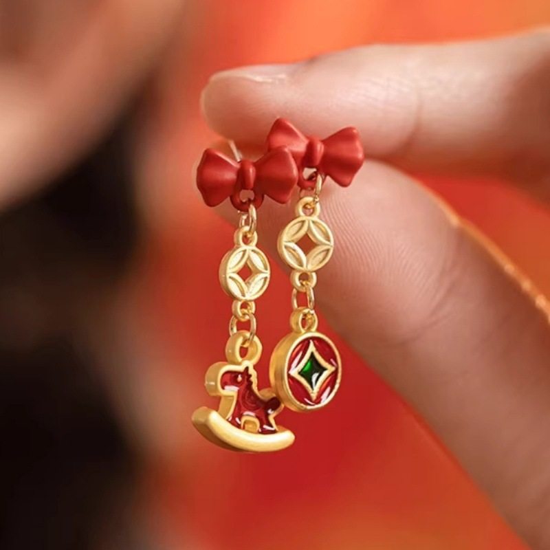 Women's Life Red Veet Pony Pearl For Niche Design Atmosphere Unique Stud Earrings