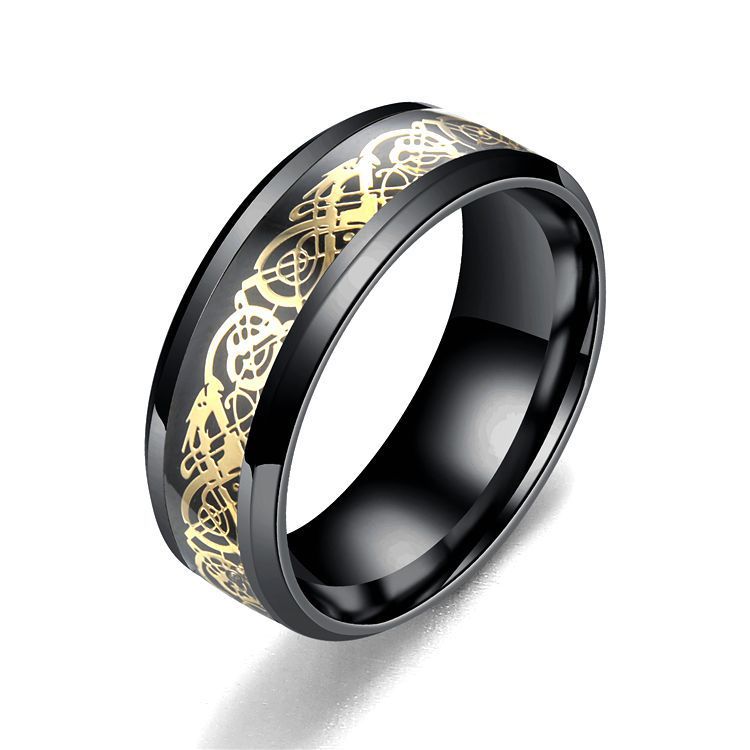 Men's Ornament Titanium Steel Stainless Dragon Pattern Rings