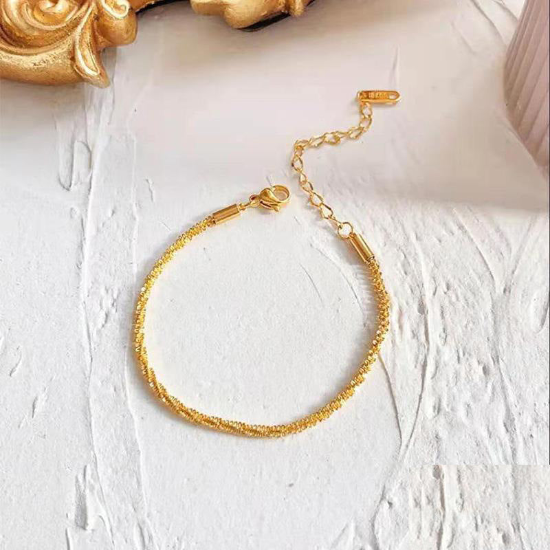 Women's Link Chain Gold-plated Stainless Steel Flat Bracelets