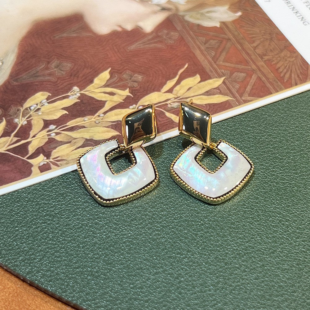 Women's Abalone Shell Series Gold Plated Environmental Protection Fashion French High-grade Earrings