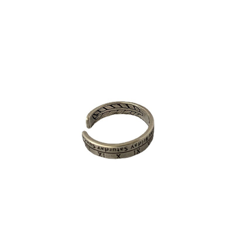 Women's Design Cold Style Index Finger Little Retro Distressed Roman Digital Ring
