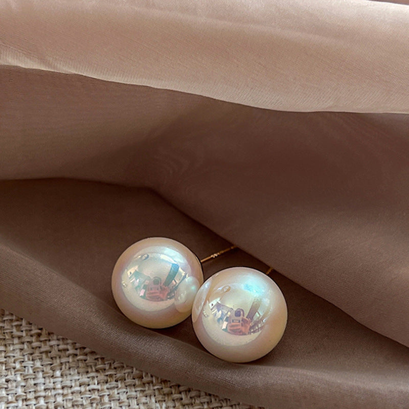 Flour Light Milky White Pearl Female Sterling Earrings