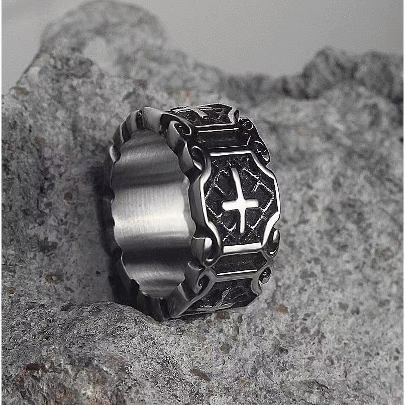 Men's Hip Hop Cool Vintage Cross Thai Rings