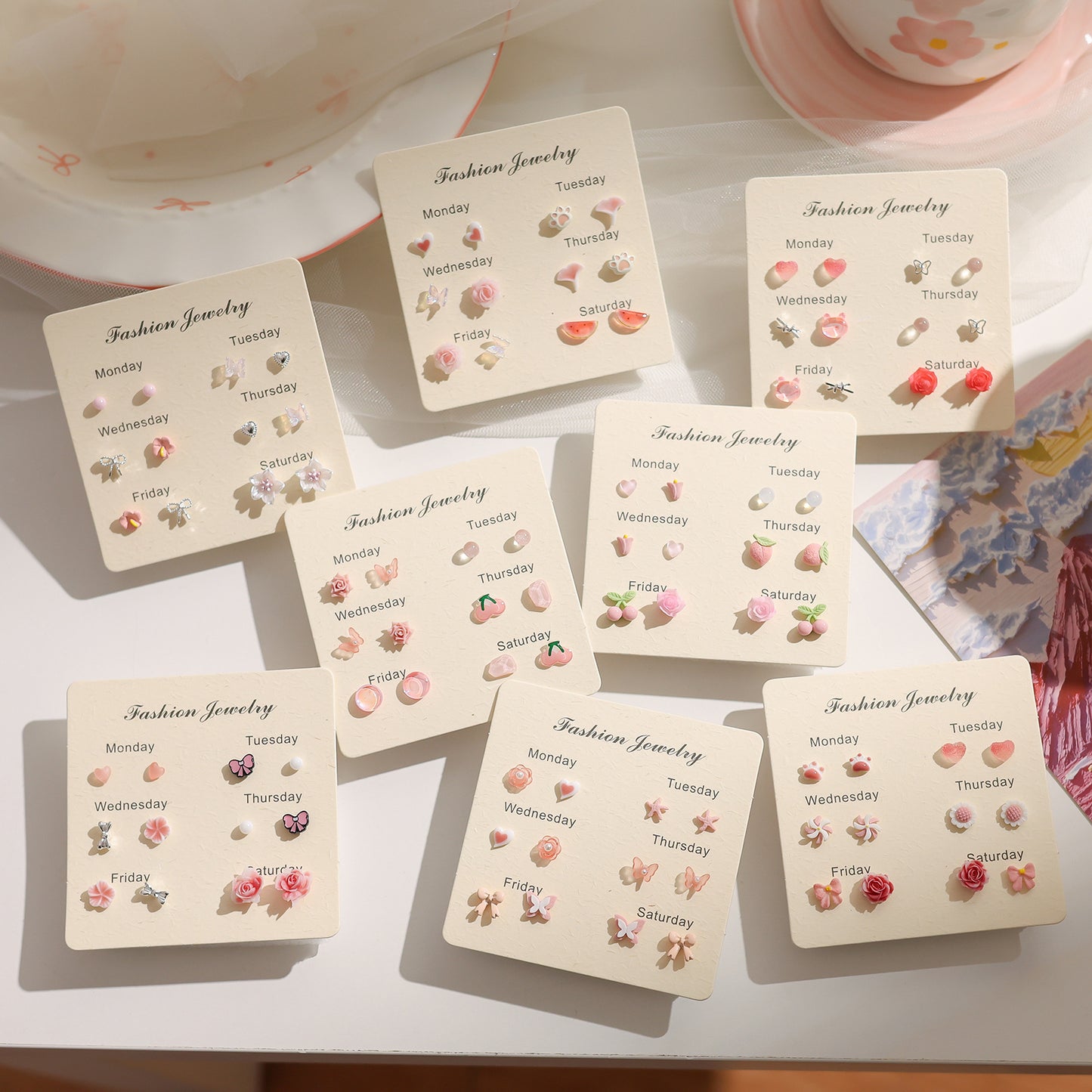 Female Pink Biological Porcelain Pin Ear Sensitive Skin Essential Stud Earrings