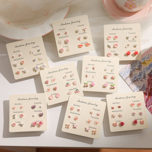 Female Pink Biological Porcelain Pin Ear Sensitive Skin Essential Stud Earrings