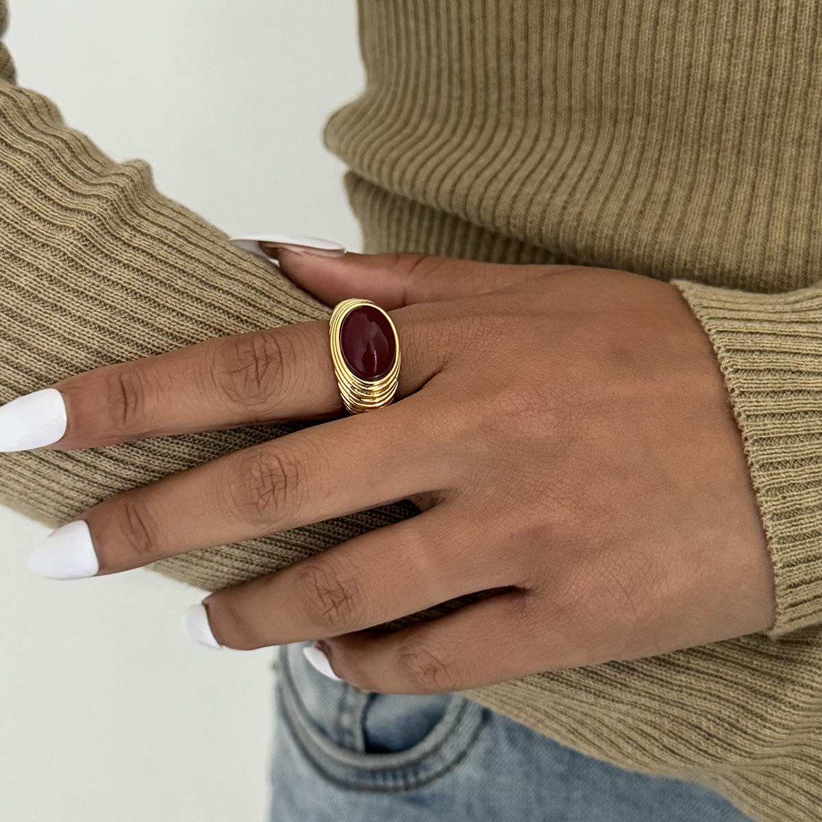 Women's Style Retro Minority Single Design Versatile Ring