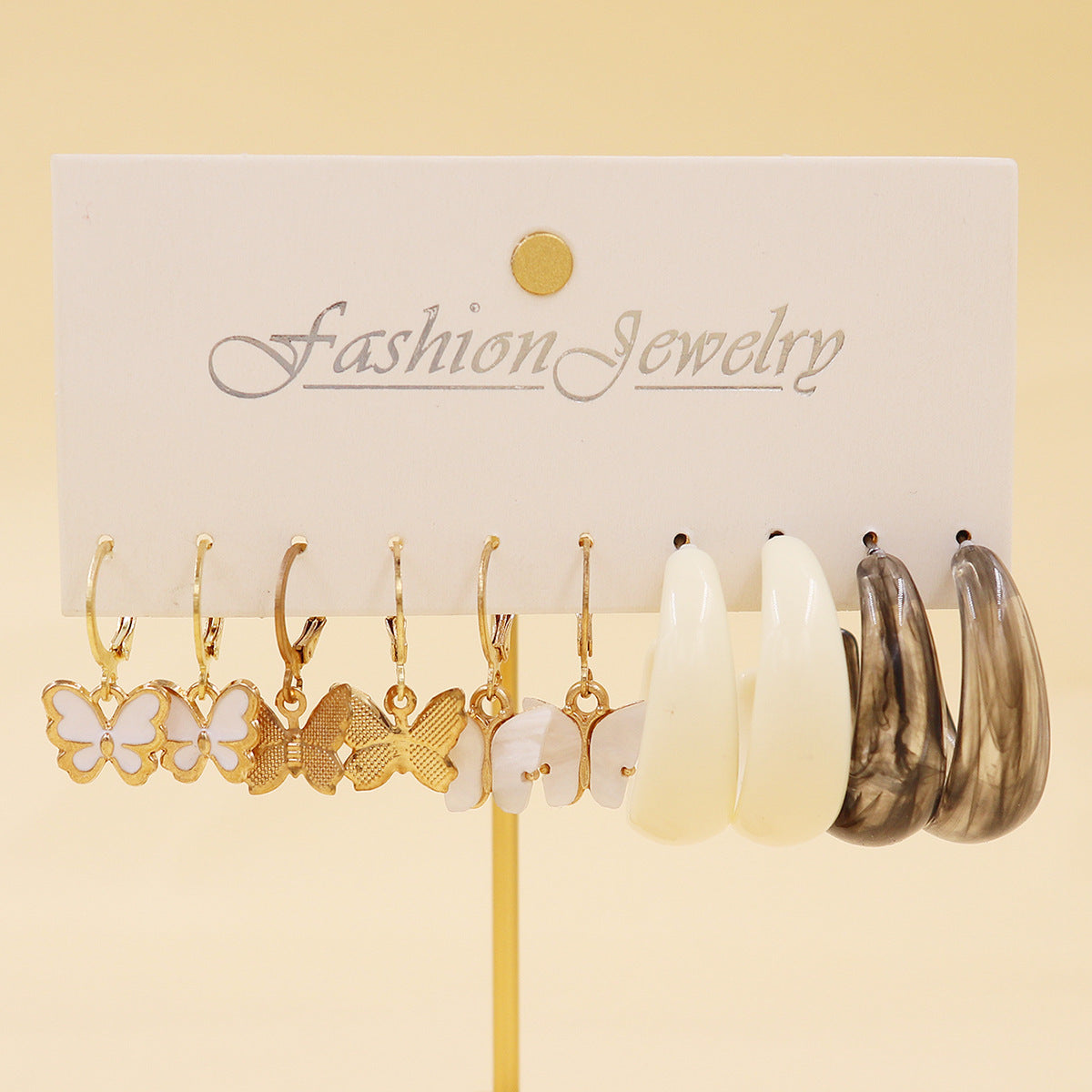 Women's Color Resin Leopard Print Pairs Retro Fashion Earrings
