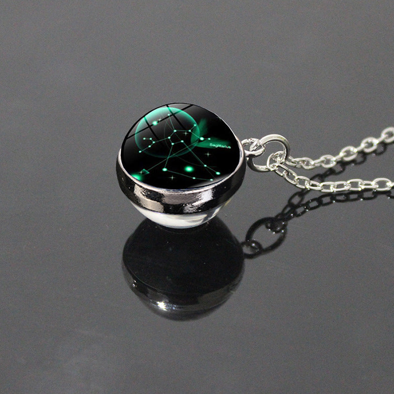 Sky Twee Constellation Glass Ball Time Stone Patch Necklace