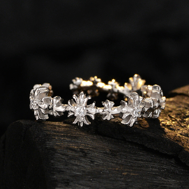 Korean Style Simple Compact Sterling Sier Starry Cold Wind Niche Rings