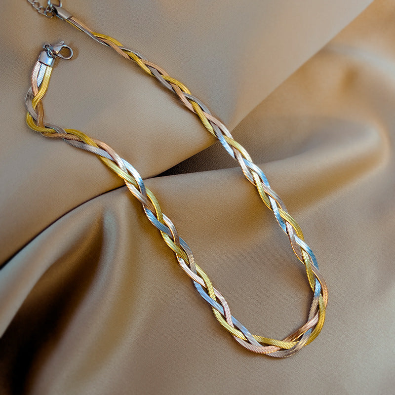 Steel Blade Chain Winding Minimalist Design Clavicle Advanced Necklaces