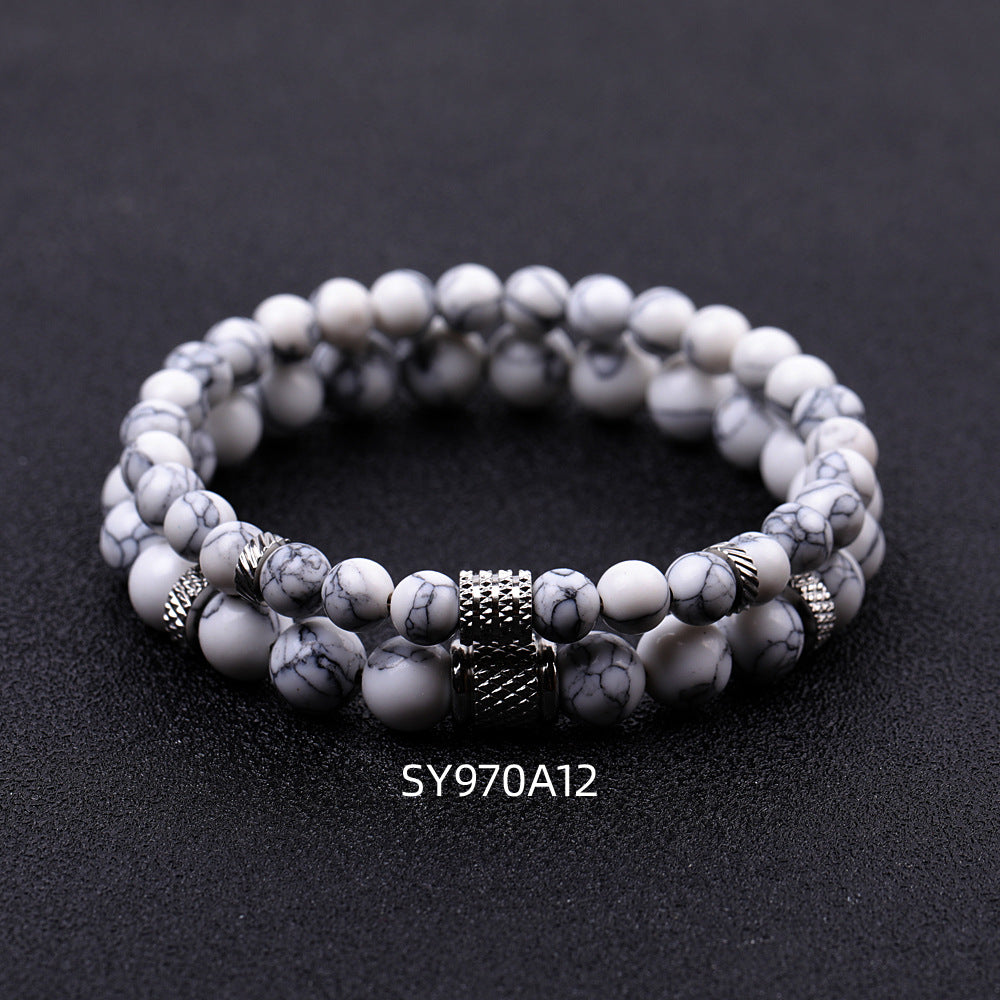 Stainless Steel Frosted Indian Agate Tigereye Striped Bracelets
