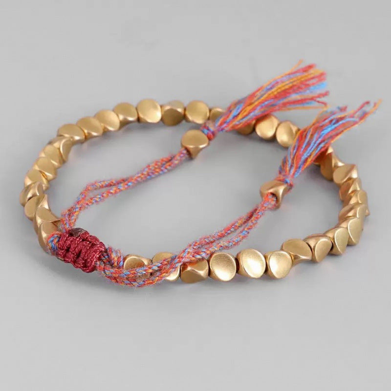 Women's Winding Woven Stylish Good Texture Gift Drawable Shaped Copper Bead Bracelet