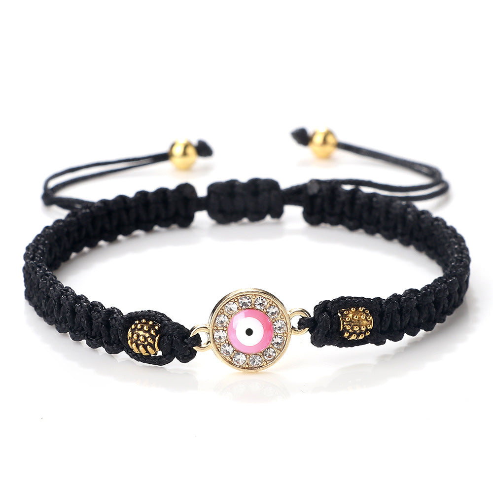 Women's & Men's Red Rope Safety Lock Devil's Eye Diamond Woven Hand Bracelet