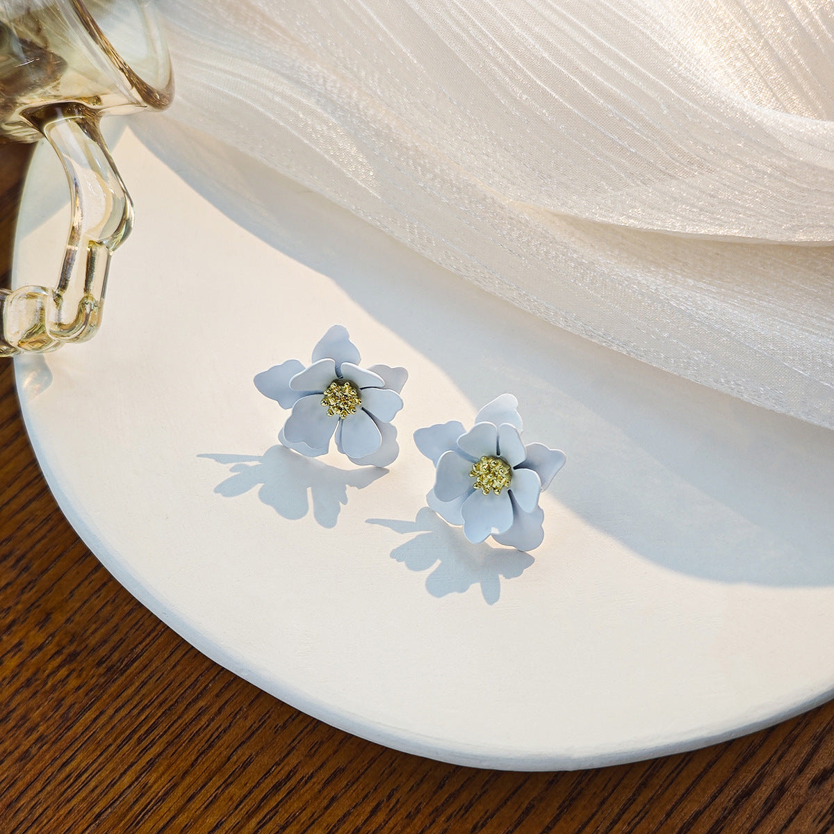 Frosted Flower Female Fashion Petal Sweet Natural Graceful Stud Earrings