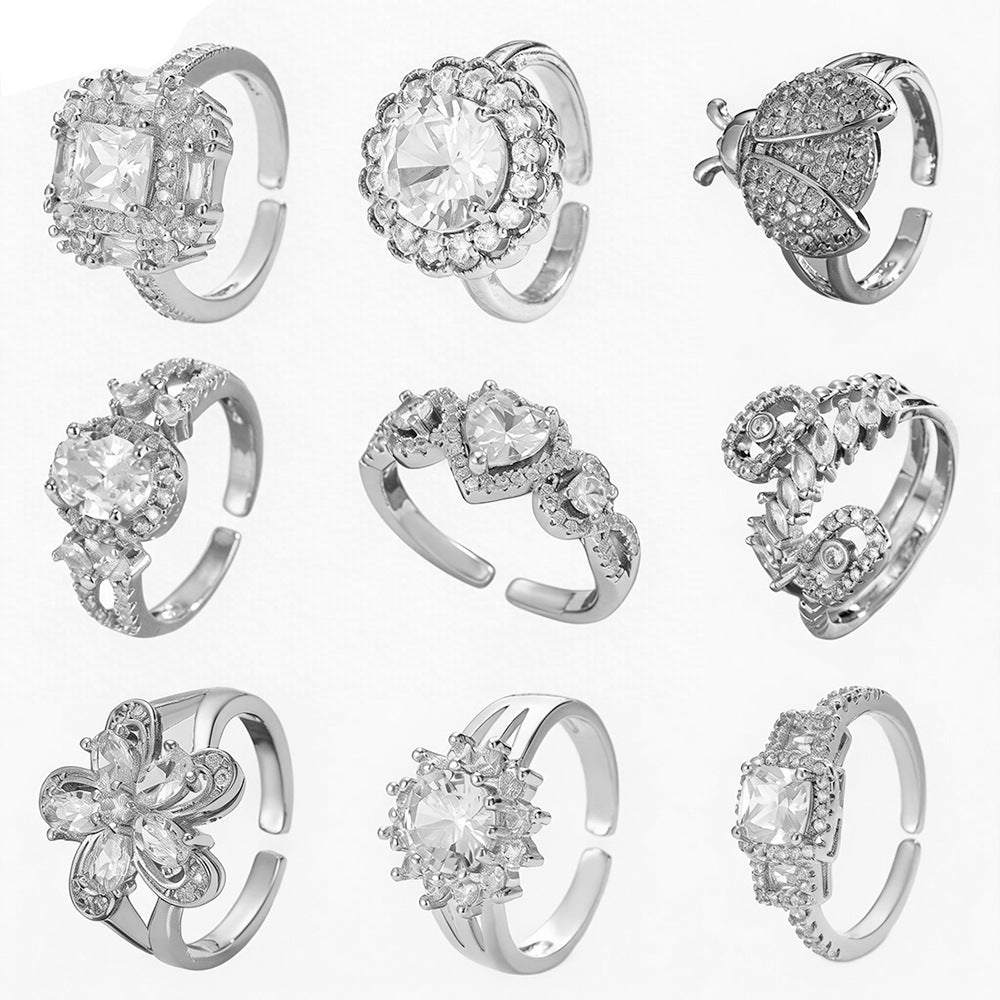 Beating Inlaid Zircon Diamond Affordable Luxury Fashion Heart-shaped Female Ring