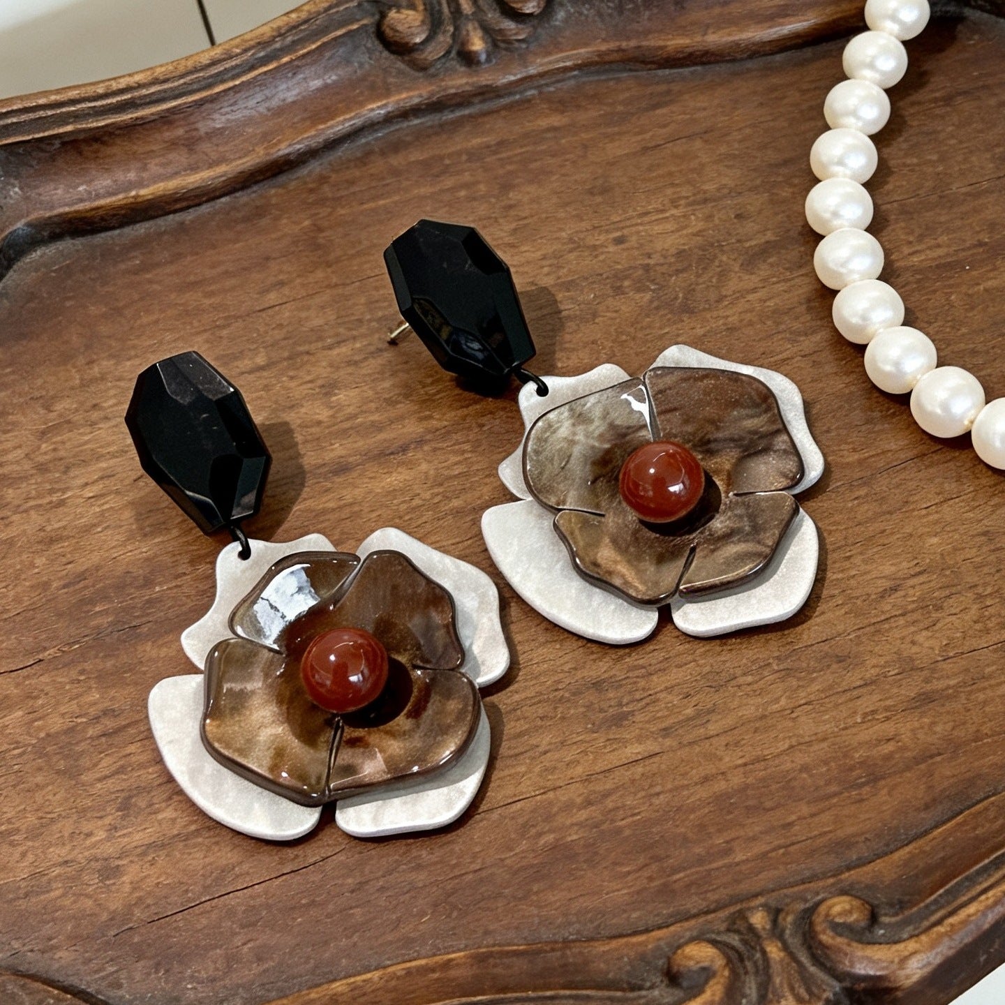 Tigereye Series Female Exquisite Vintage Special Interest Earrings