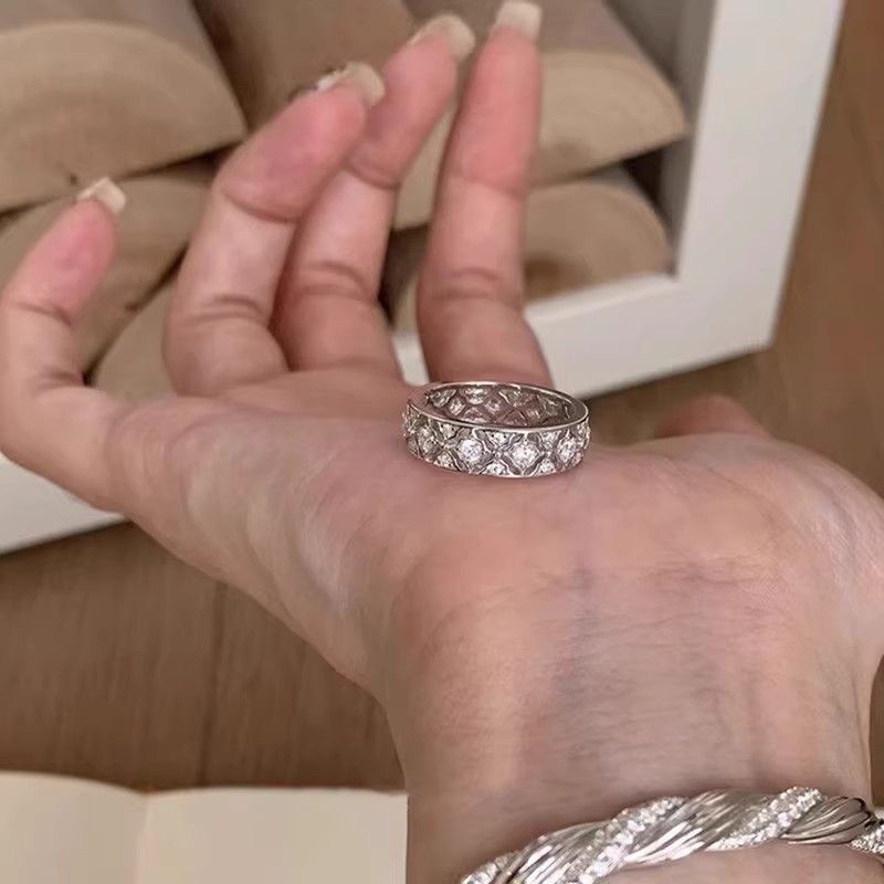 Women's Sier Lace Rhombus Fashion Niche Exquisite Index Rings