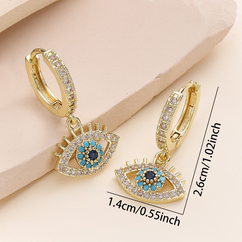 Eye Zircon Temperament Female Dripping Eyes Earrings