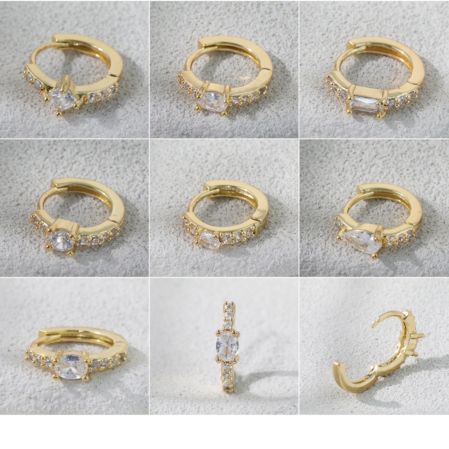 Women's Light Luxury Geometric Flash Clip Simple Fashion Exquisite Inlaid Rings