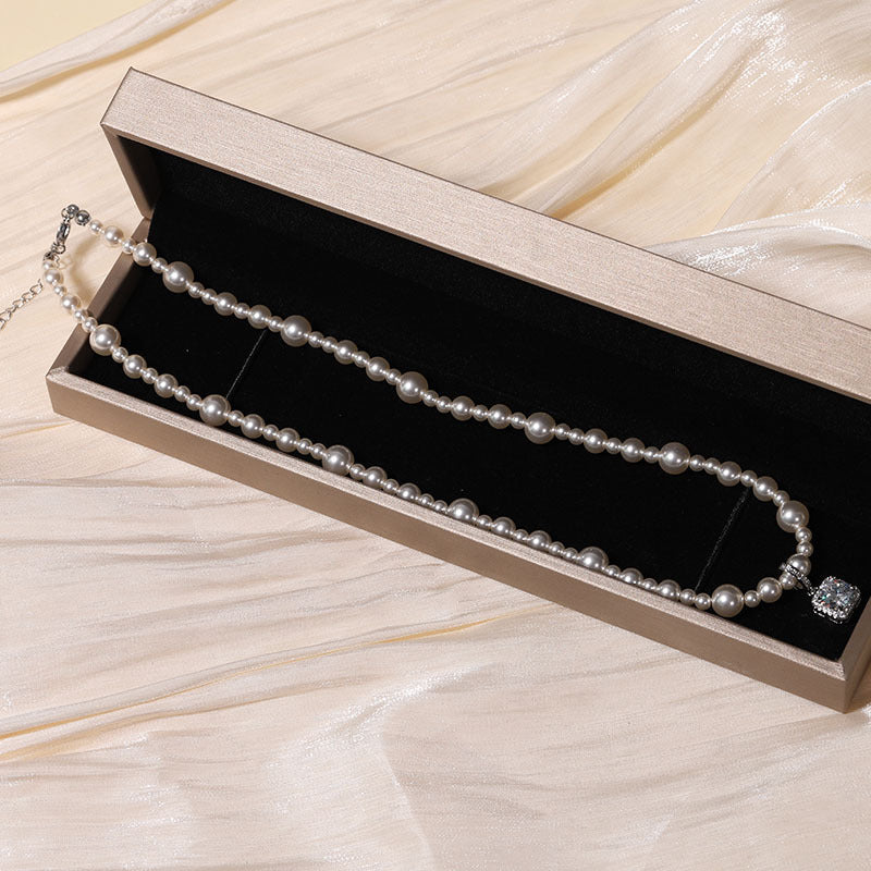 Women's Square Diamond Natural Shell Pearls Pearl Necklaces