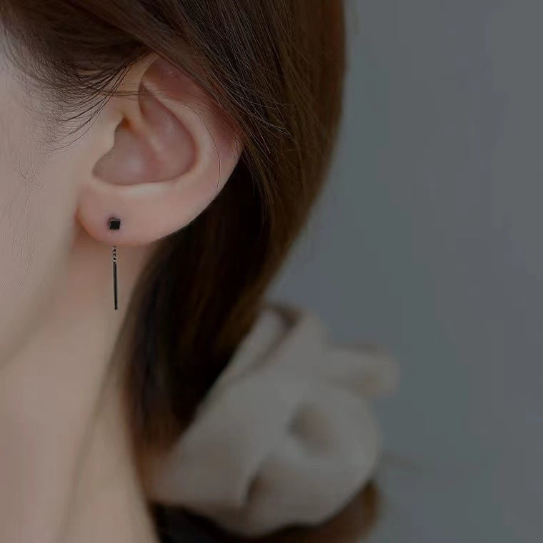 Sier Tassel Light Luxury Minority Square Design High Ear Line