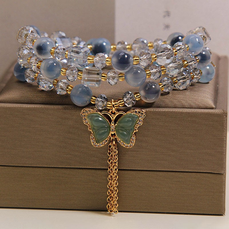Blue Sugar Heart Agate Female Light Bracelet