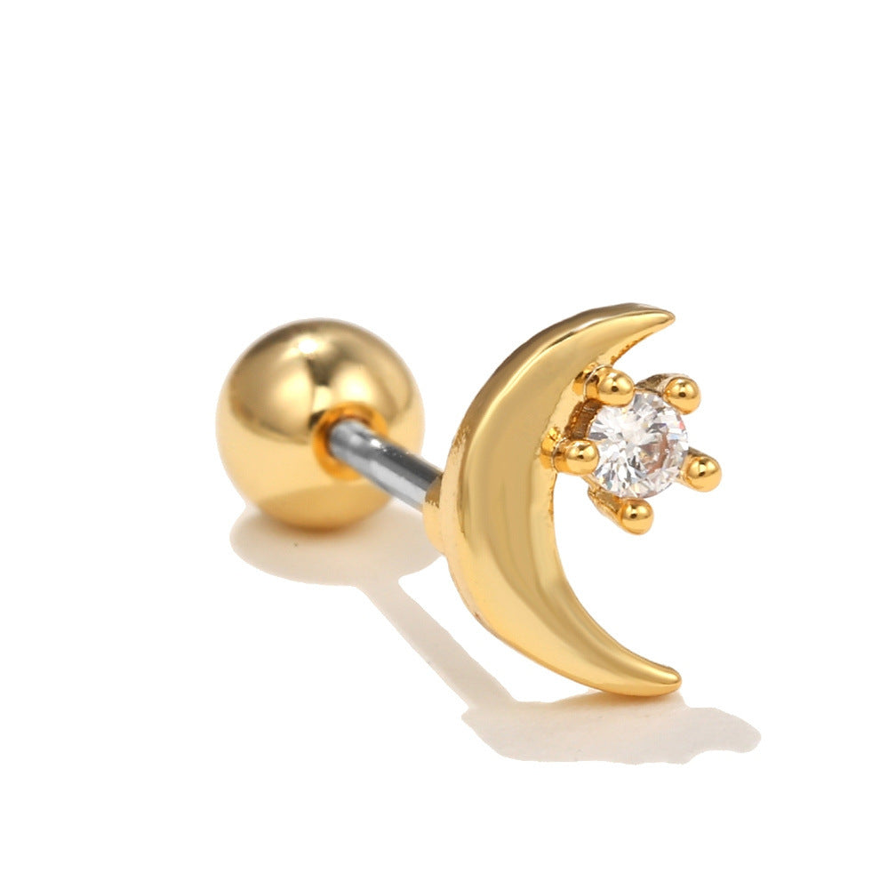 Women's Flower Stainless Steel Rod Piercing Ear Niche Personality Earrings