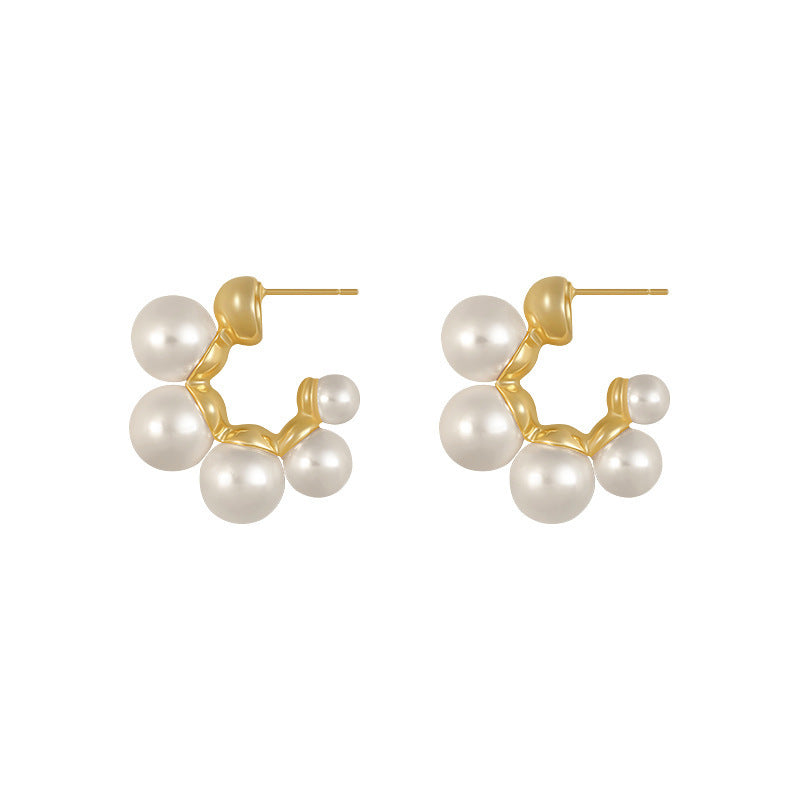 Women's French Retro Gradient Pearl Shaped High-grade Irregular Earrings