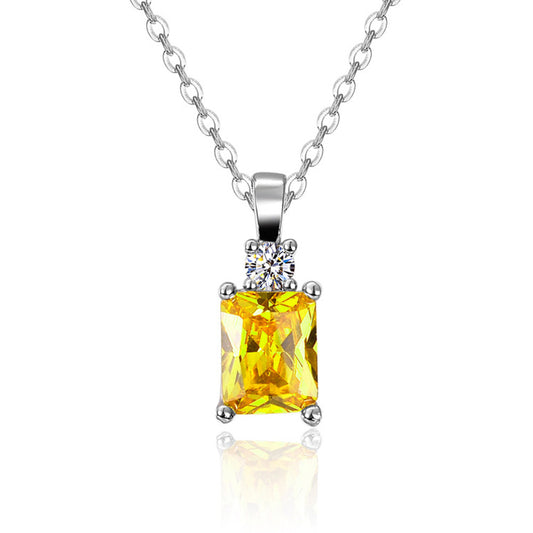 Women's Style Diamond Geometric Yellow Square Simple Korean Necklace