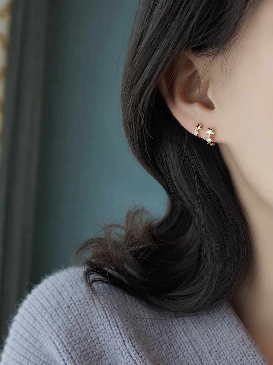 Women's Exquisite Mini Zircon Five-pointed Star Bone Ear Buckle