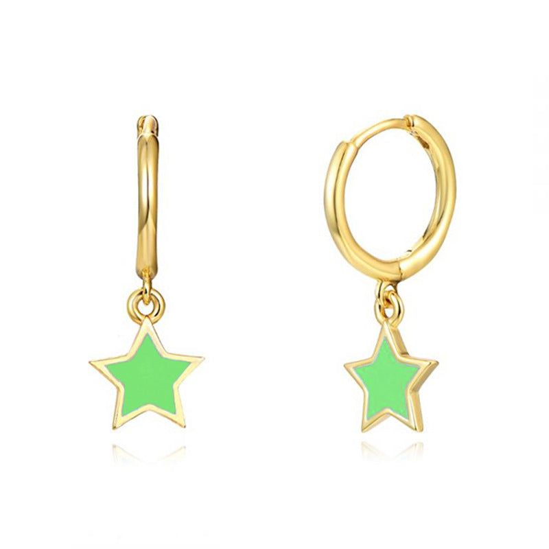 Colorful Oil Ear Clips Fashion Style Stud Earrings