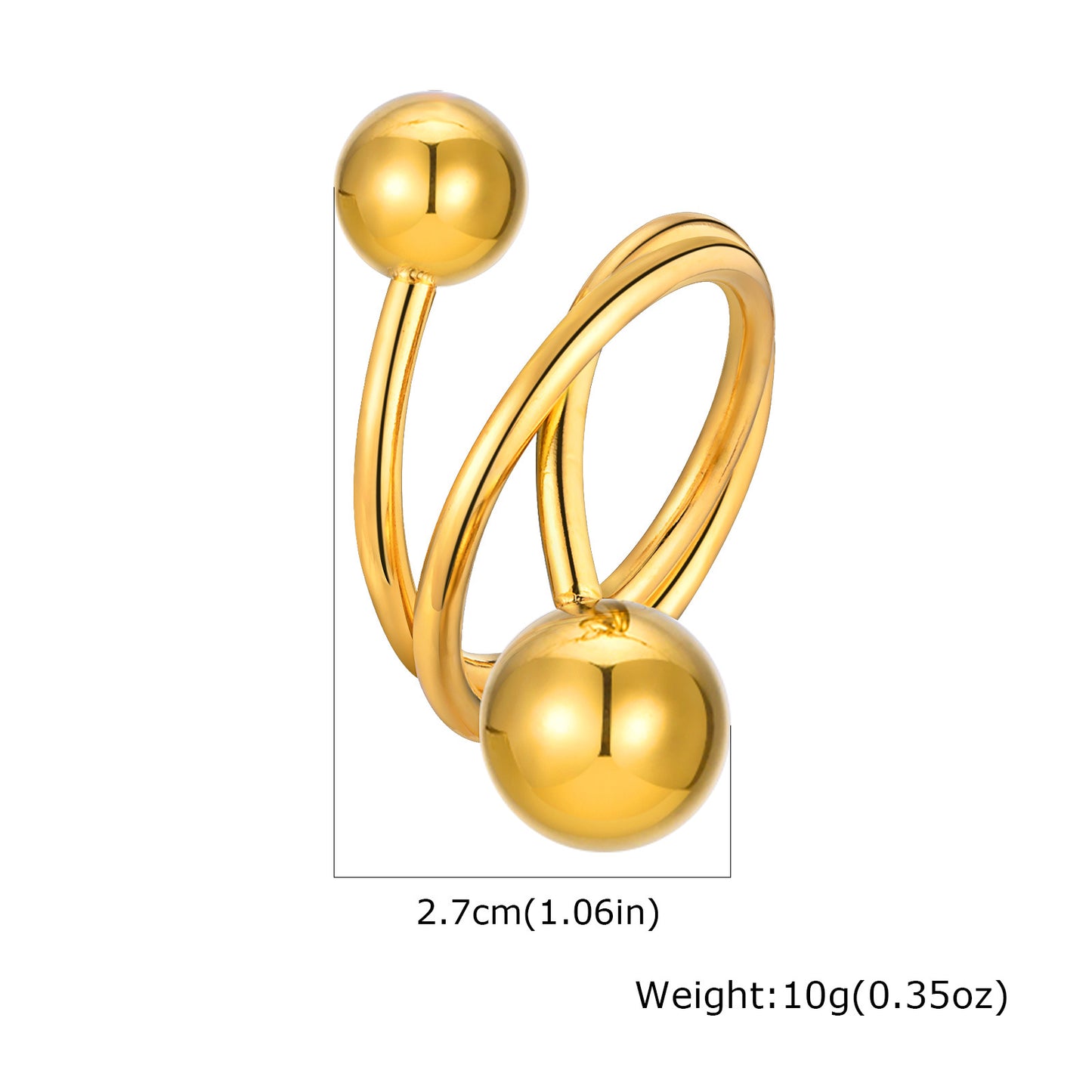 Women's Stainless Steel Open Golden Titanium Index Ring