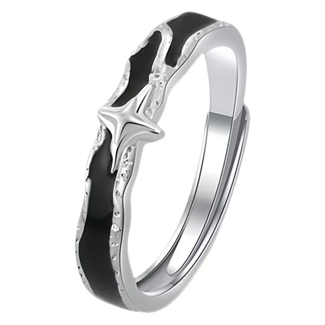 Men's Metal Fashion Dark Style Epoxy Asterism Open Ring