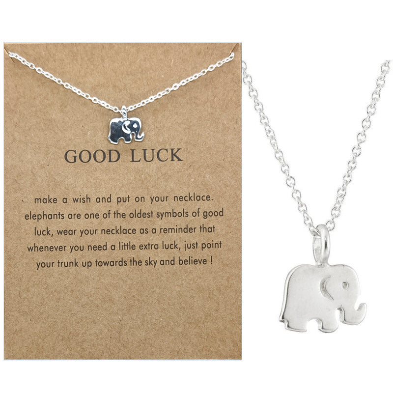 Elephant Clavicle Chain Creative Card Color Necklaces