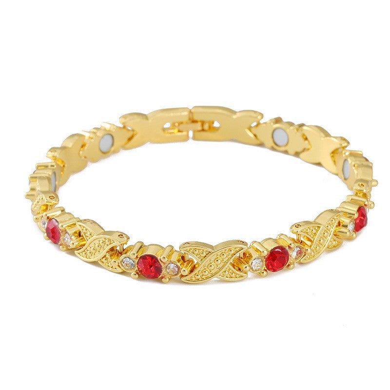 Women's Adjustable Leaves Magnet Alloy Diamond Fashion Bracelets