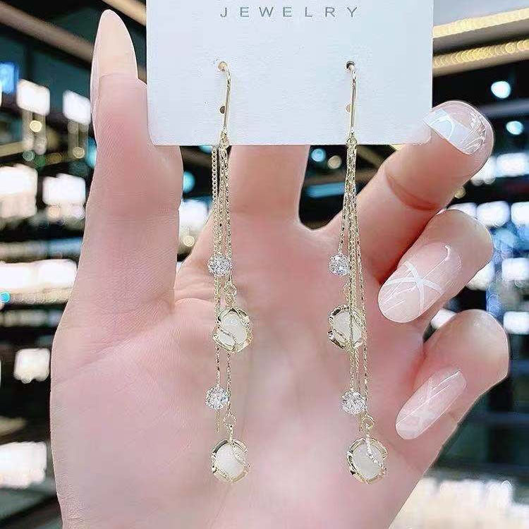 Opal Tassel Tide Chain Super Fairy Long Ear Line