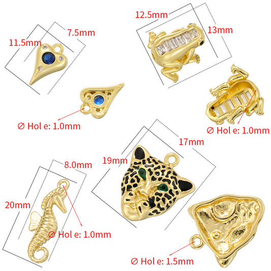 Inlaid Zirconium Frog Seahorse Small Personalized Hip Pendants