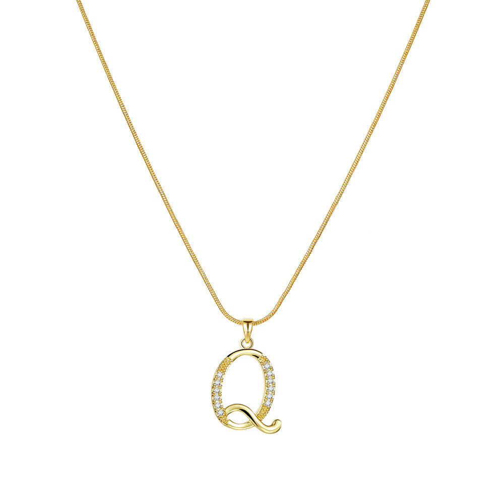 Simple Copper Inlaid Zircon Snake Chain Gold Advanced Necklaces