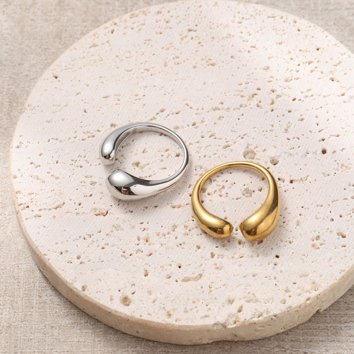 Women's Polish Electroplated Stainless Steel Short Stout Rings