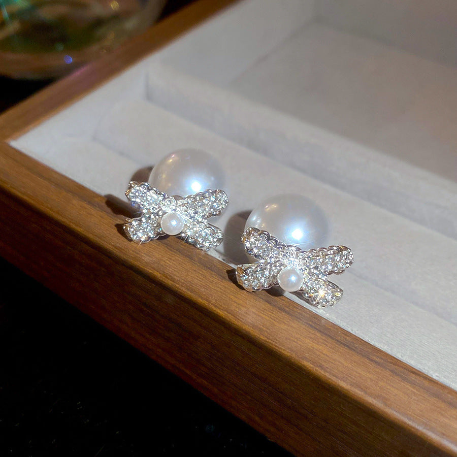 Women's Needle Zircon Bow Water Drop Tassel Simple Fashion Stud Earrings