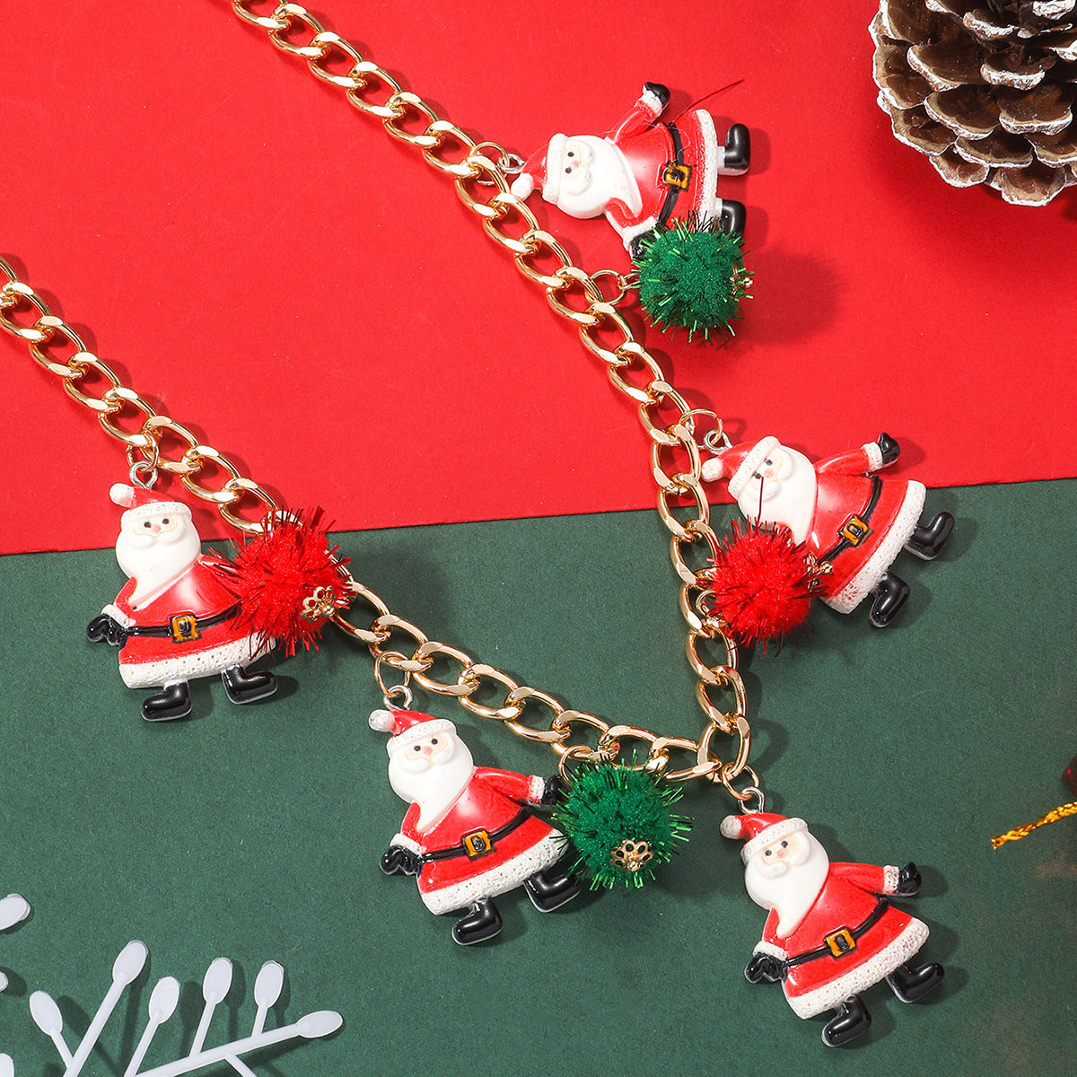 Personality Santa Claus Tree Gingerbread Man Necklaces