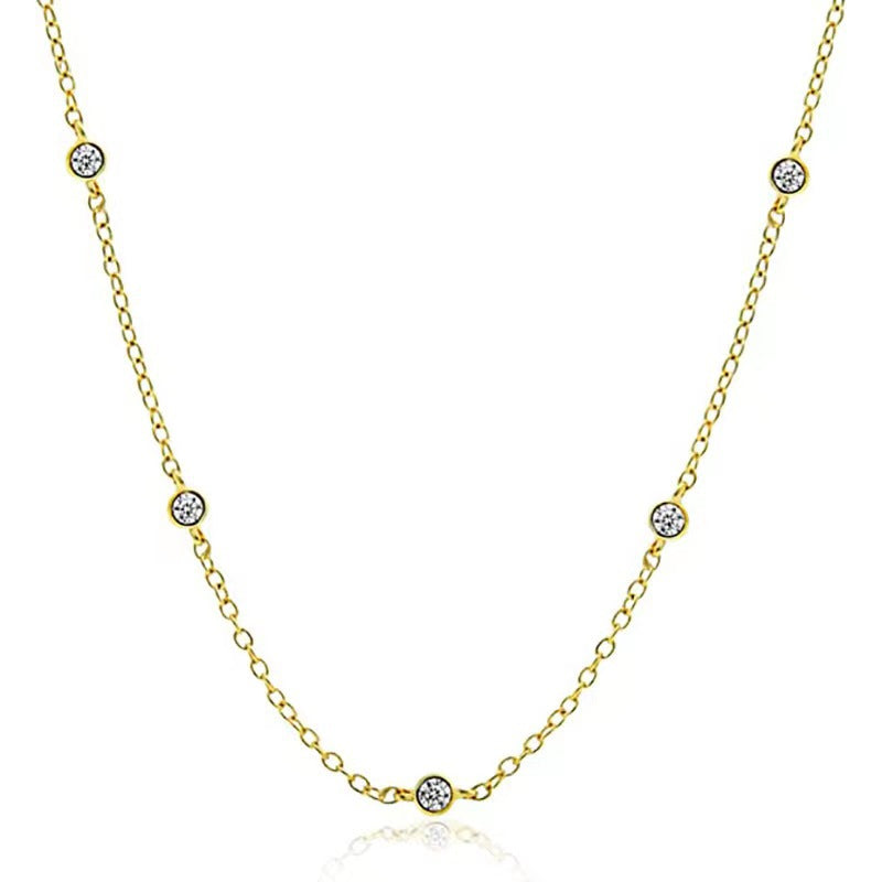 Sterling Sier Five Diamond Beads Light Necklaces