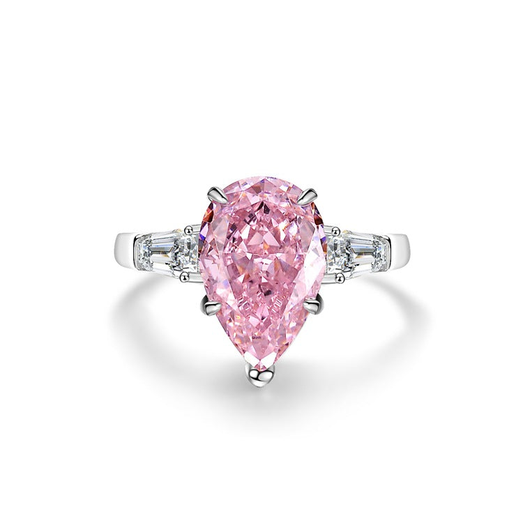 Ice Flower Cut Female Pink Diamond Rings