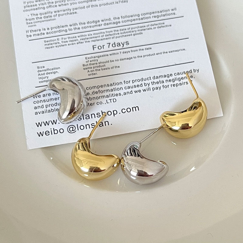 Simple Niche Semicircle Metal Entire Sterling Earrings