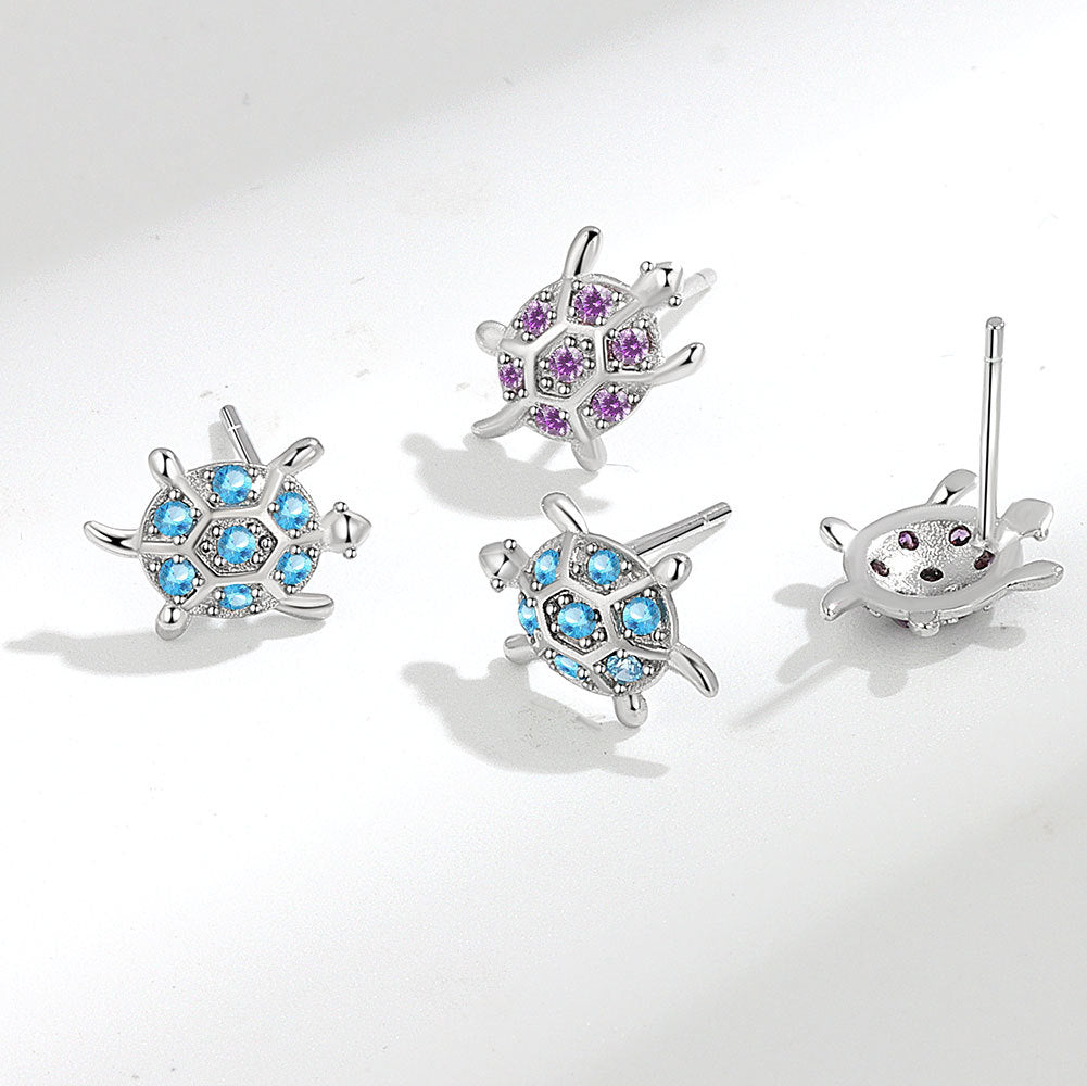 Women's & Men's Ear Simple Personality Small Turtle Zircon Stud Earrings