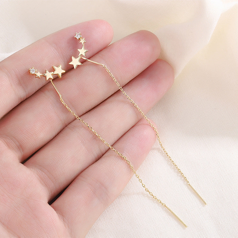 Trendy Sky Shining Star Sterling Sier Gradient Pcs Pentagram Zircon Ear Line