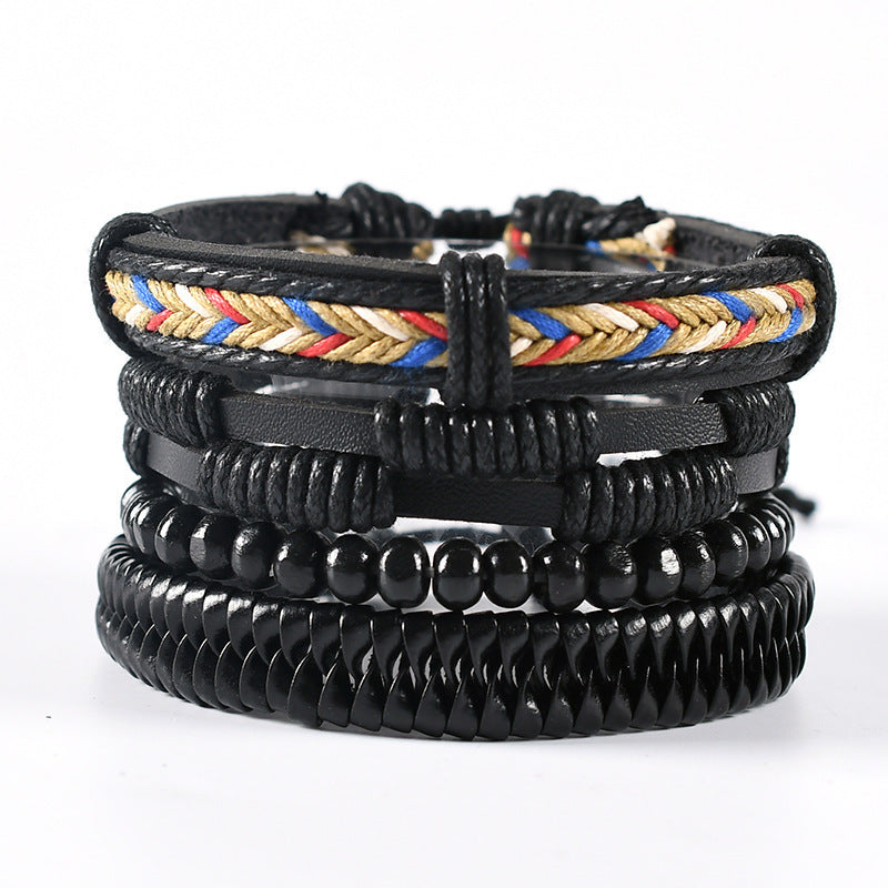 Women's & Men's Ornament Simple Hand Woven Rope Leather Bracelets